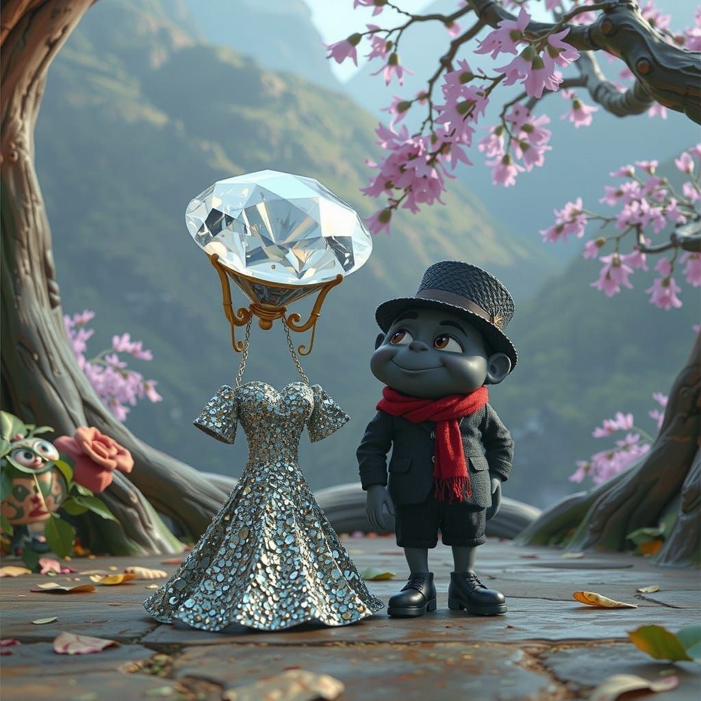 Diamond and Coal as Friends in Whimsical Style