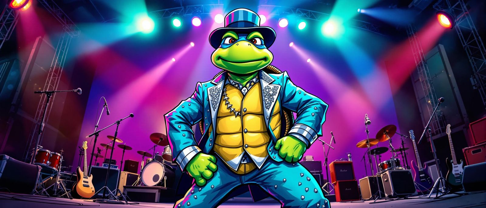 Turtle Rocks Zoot Suit in Cartoon Style