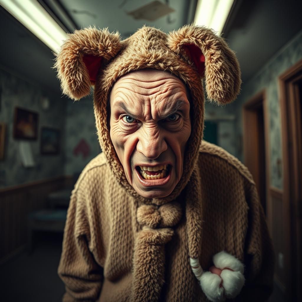 Eerie Old Man in Puppy Costume: 80s Horror