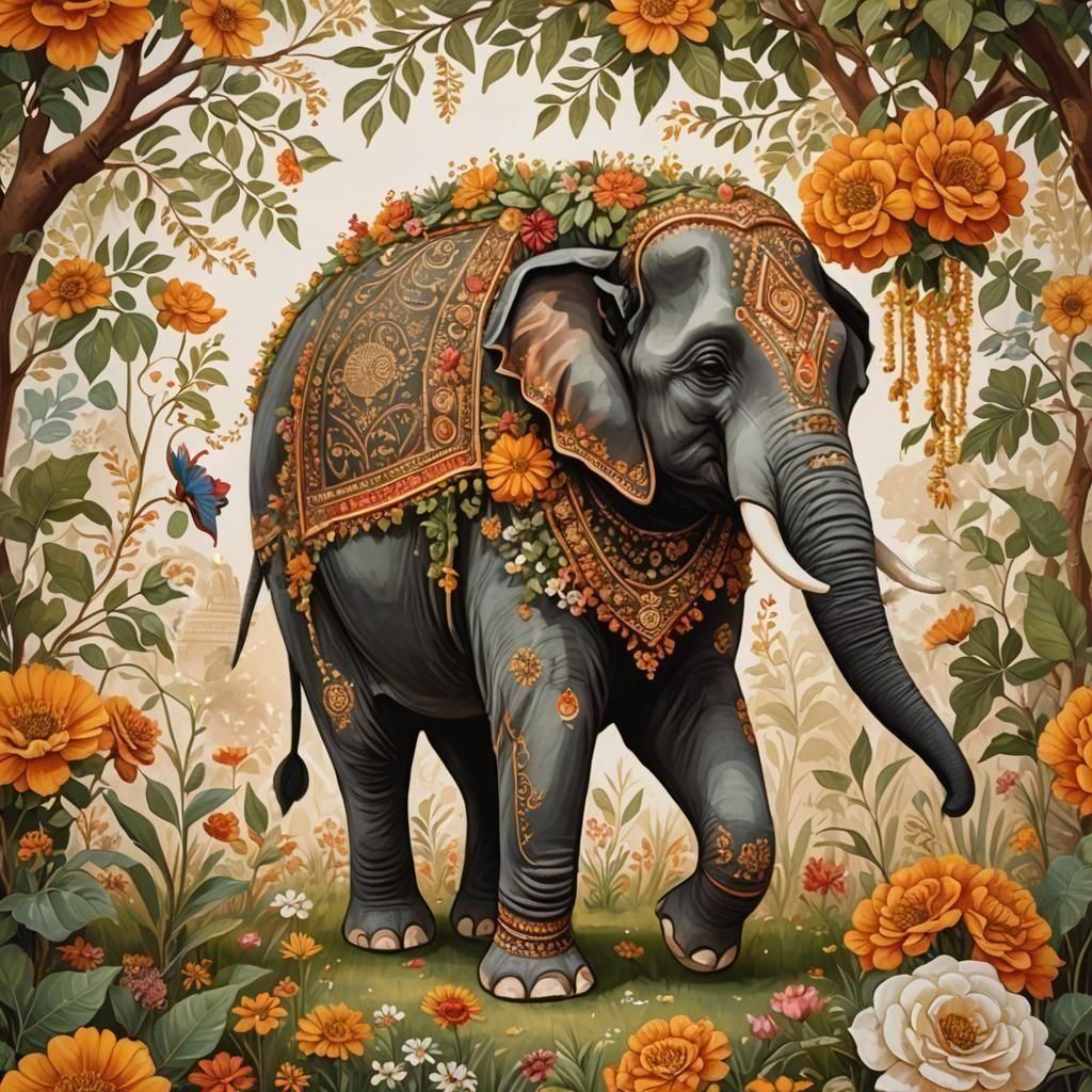 Decorated Elephant at Indian Wedding in Soft Light