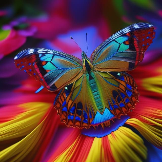 Stained Glass Butterfly: Intricate Illustration in 8K