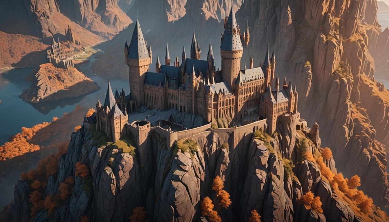 Hogwarts Castle on Cliff in Detailed Matte Painting