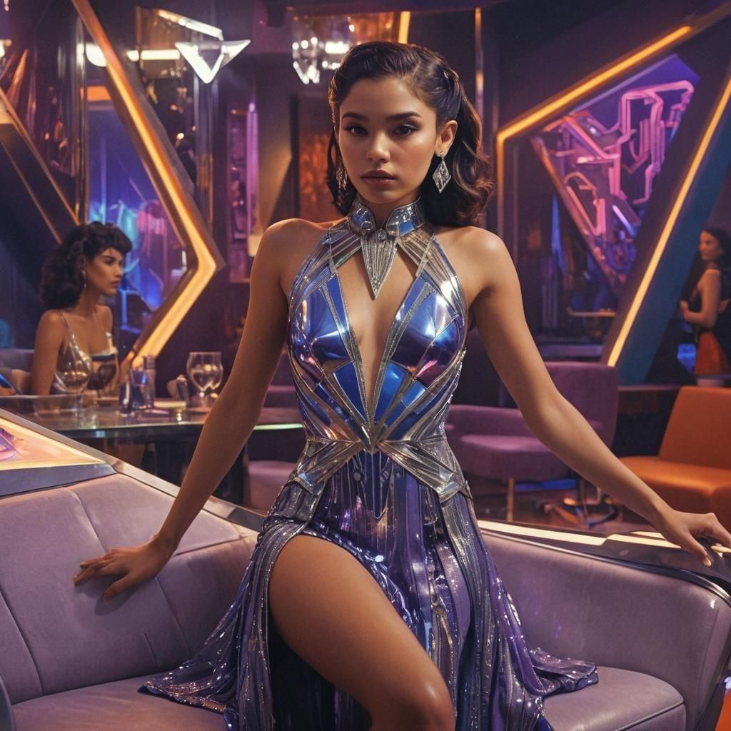 Retro-Futuristic Woman in Art Deco Dress