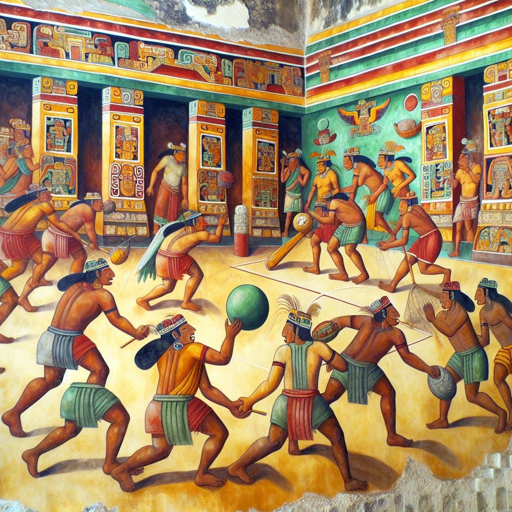 Mayan Ball Game in Ancient Style Artwork