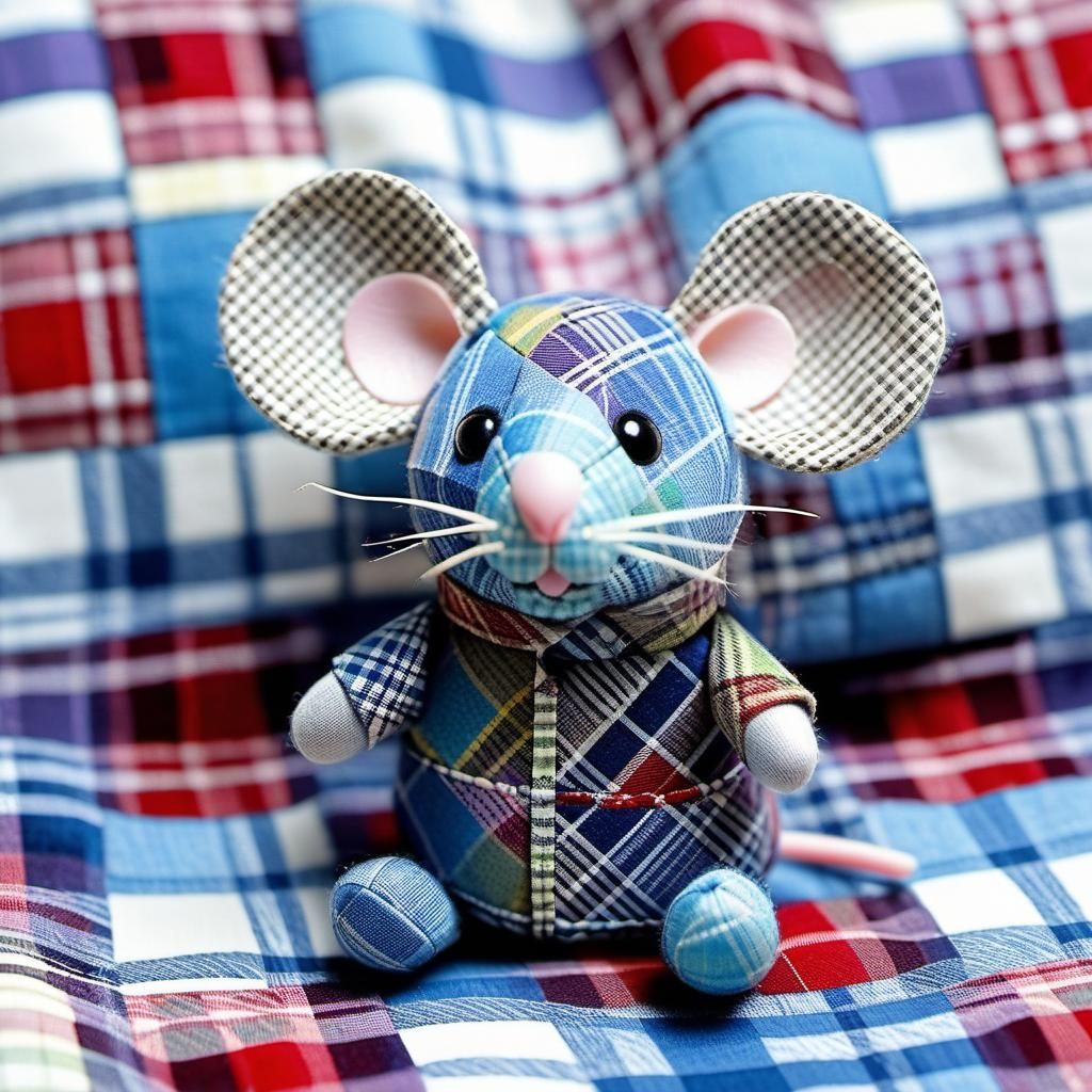 Hyperrealistic Chibi Patchwork Mice Toys