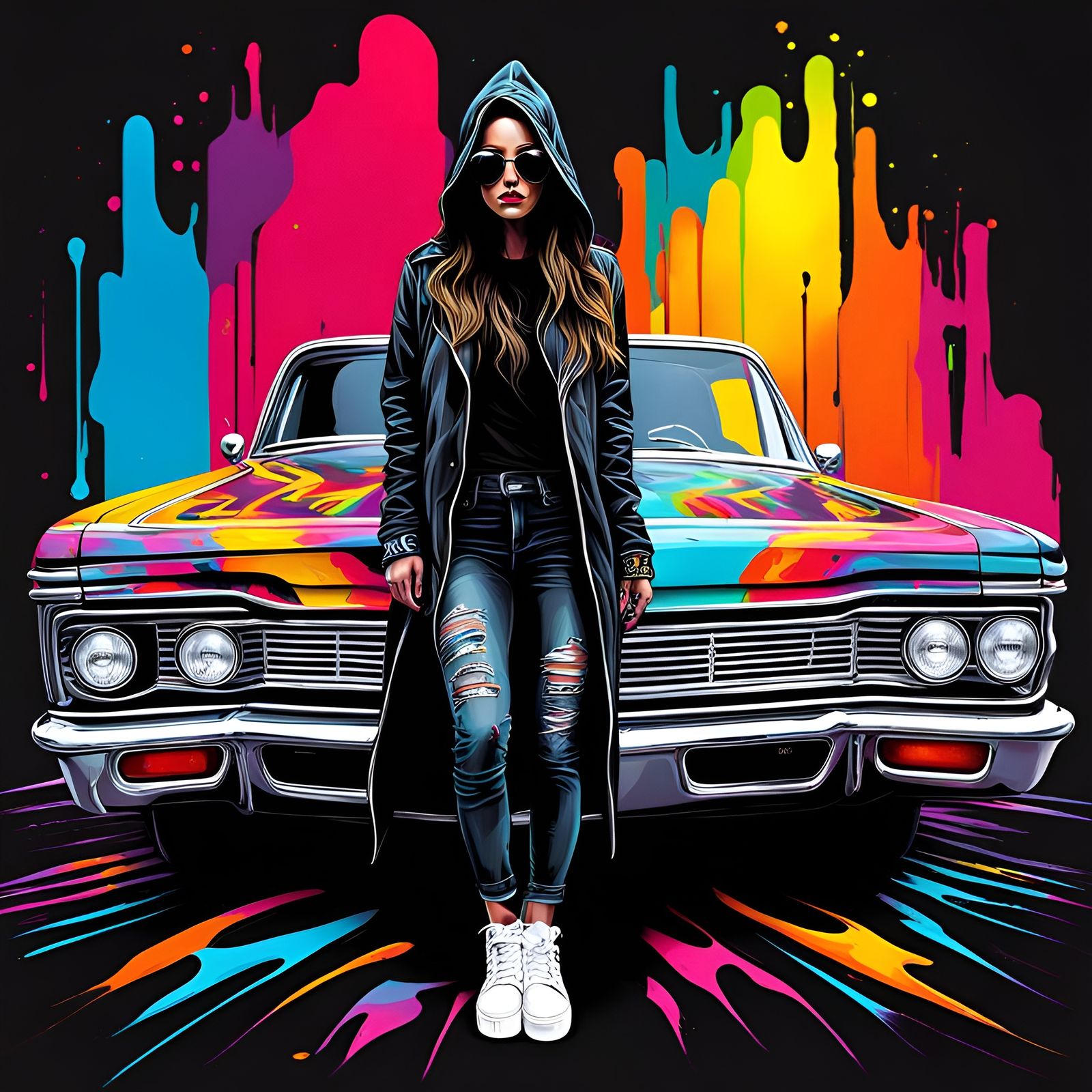 Colorful Graffiti Portrait in Street Art Style