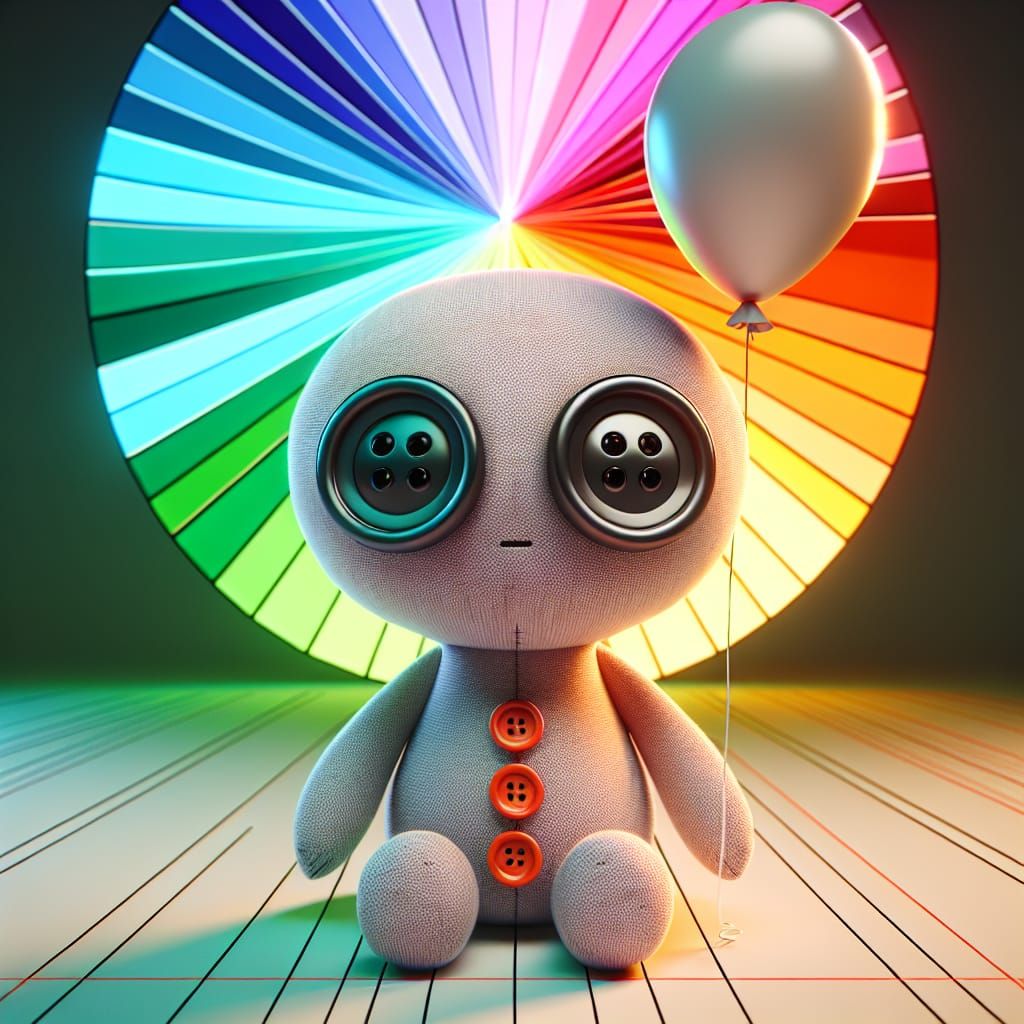 Plush Toy with Balloon in Early 3D Style