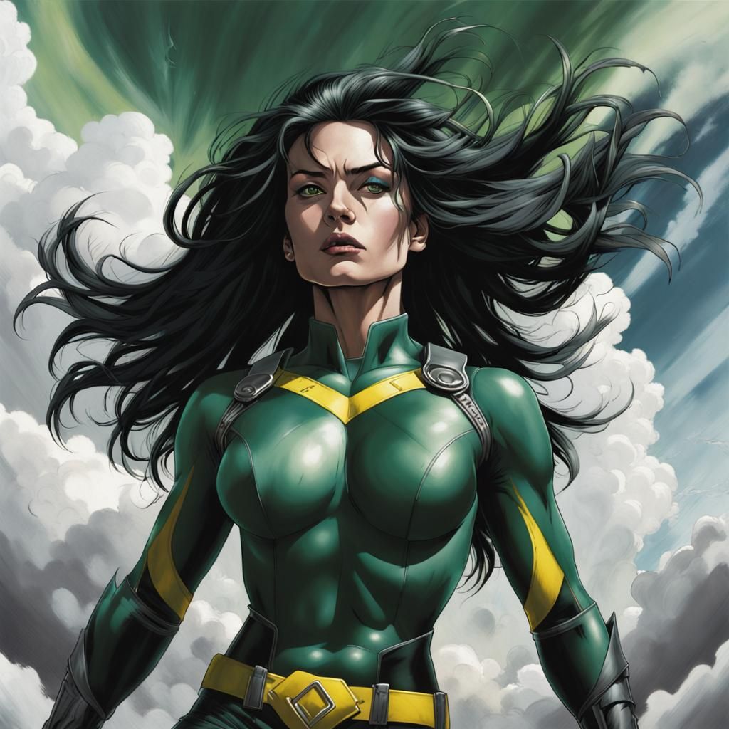 X-Men Rogue Soaring in a Bisley-esque Style