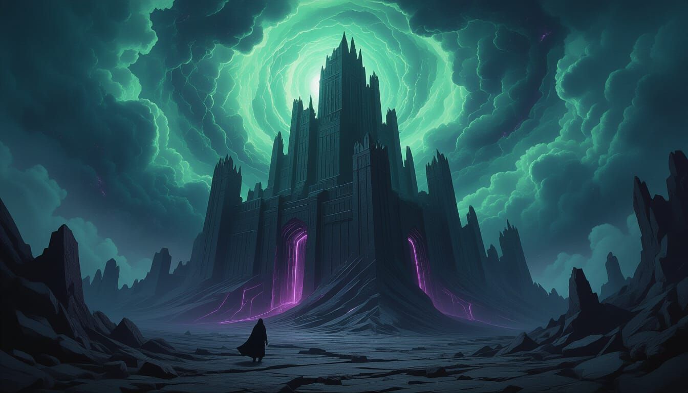 Colossal Obsidian Fortress in Necrotic Vortex