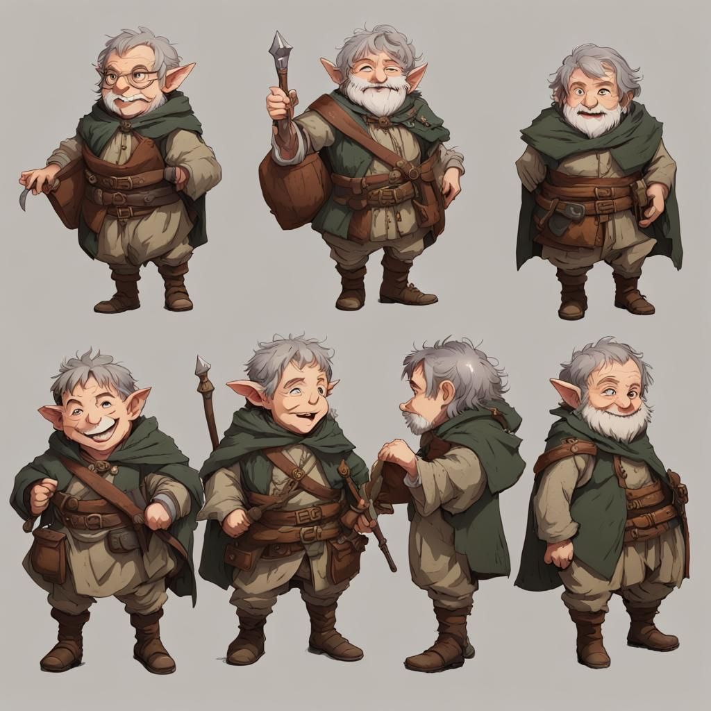 Humorous Halfling Guild Master in Anime Style