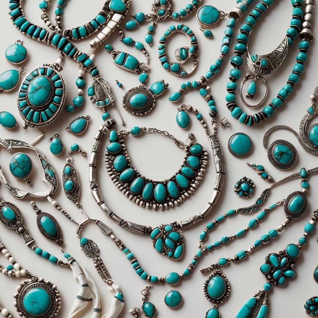 Navajo Jewelry and Clothing Flat Lay Still Life