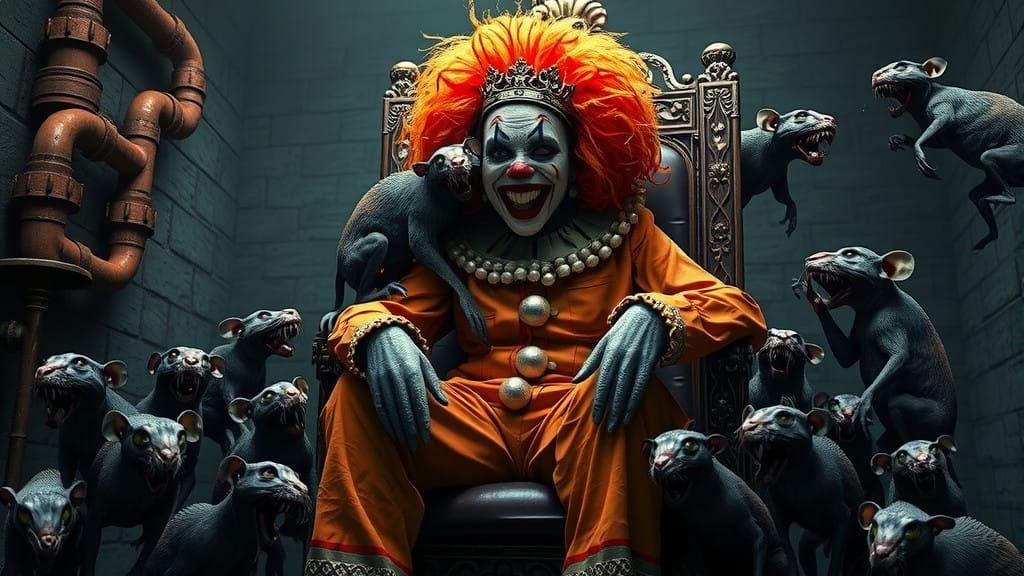 Oprah Winfrey as a Twisted, Zombie Monkey Clown Queen with a...