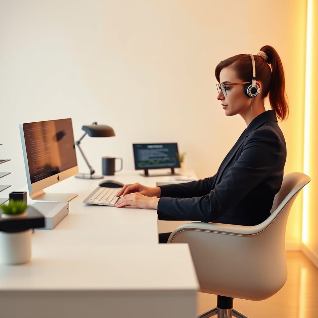 Futuristic Personal Assistant in High-Tech Minimalist Settin...