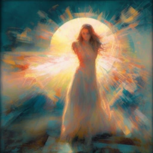 Cracked Surface Portrait in Vibrant Colors