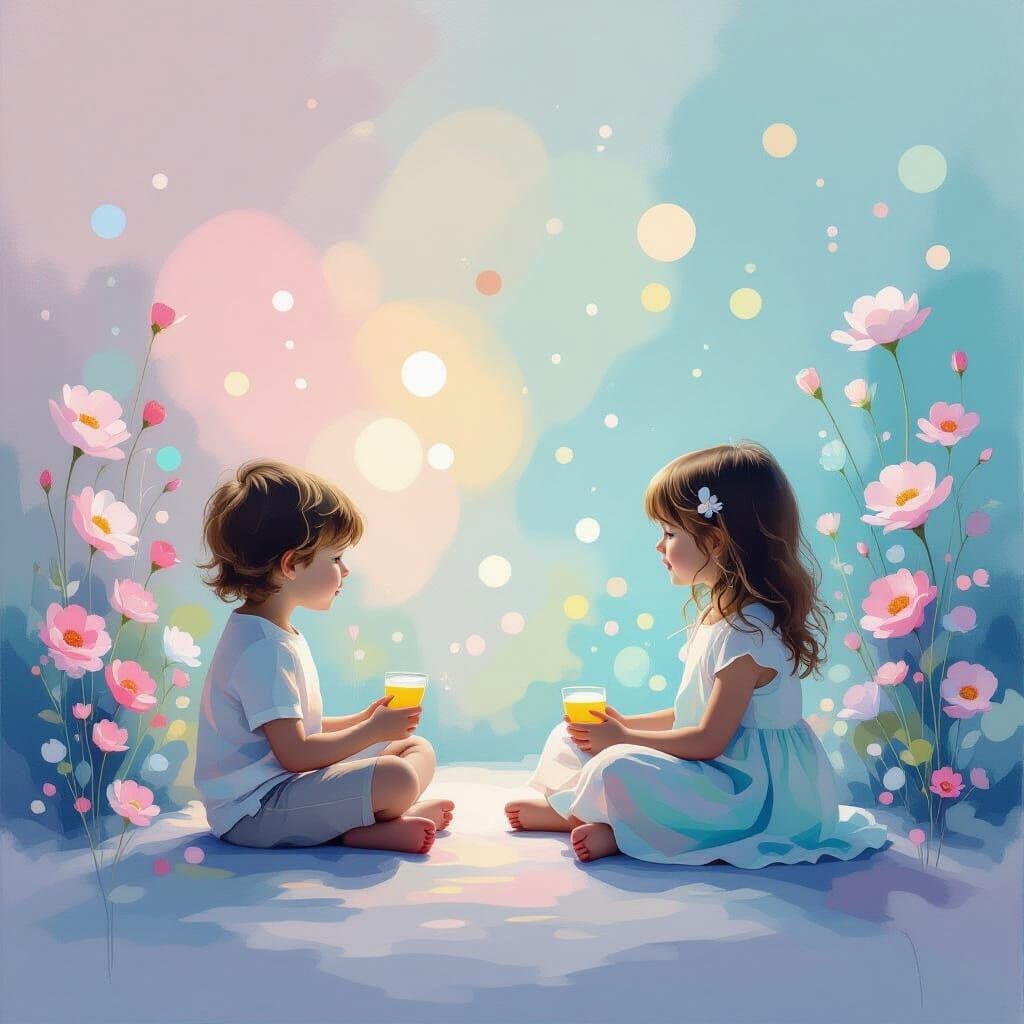 Ethereal Minimalist Painting with Pastel Gradients