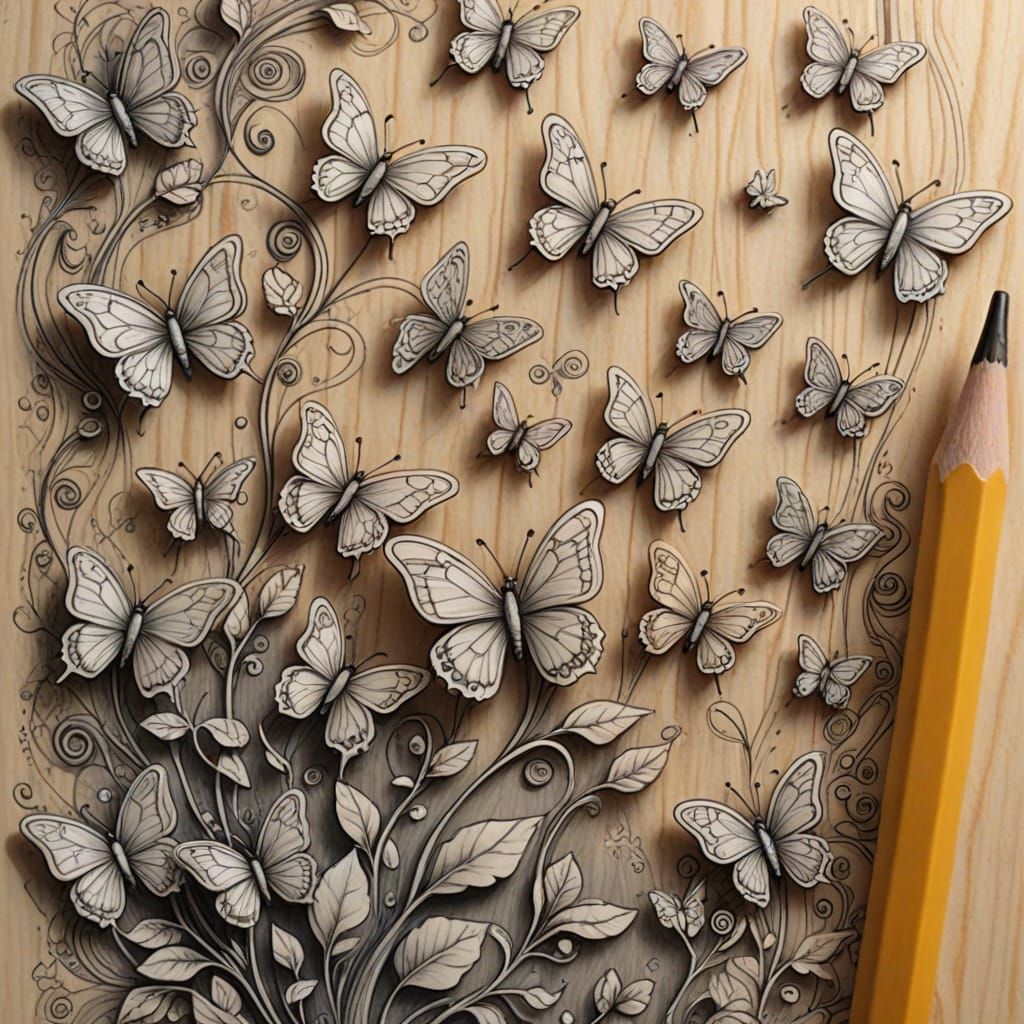 Whimsical Pencil Sketch of a Transforming Pencil