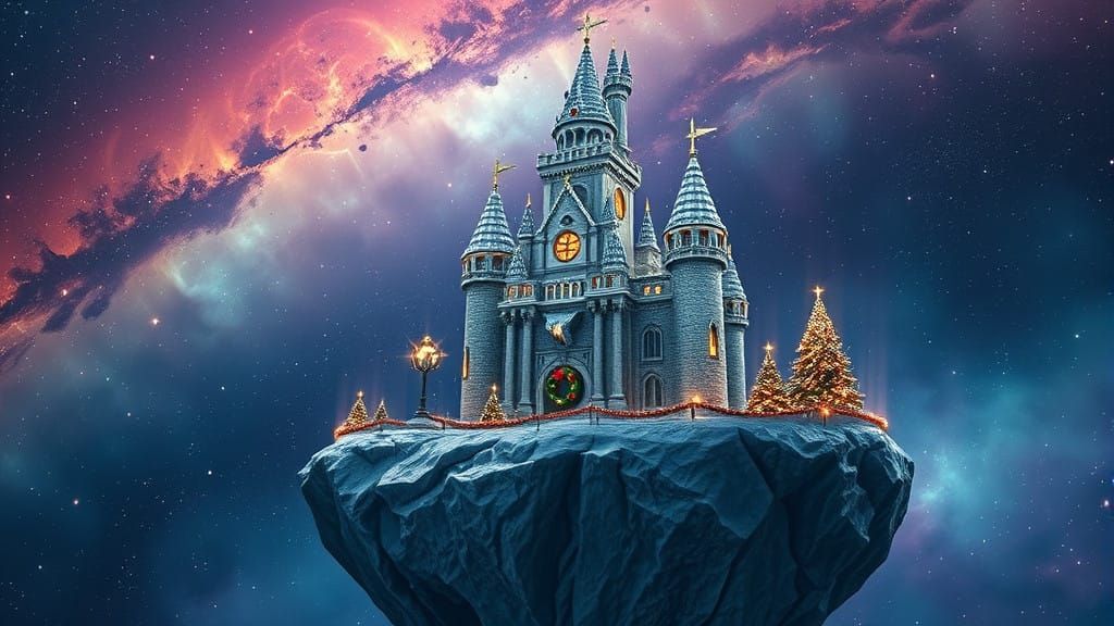 Christmas Space Castle in High Contrast Colors
