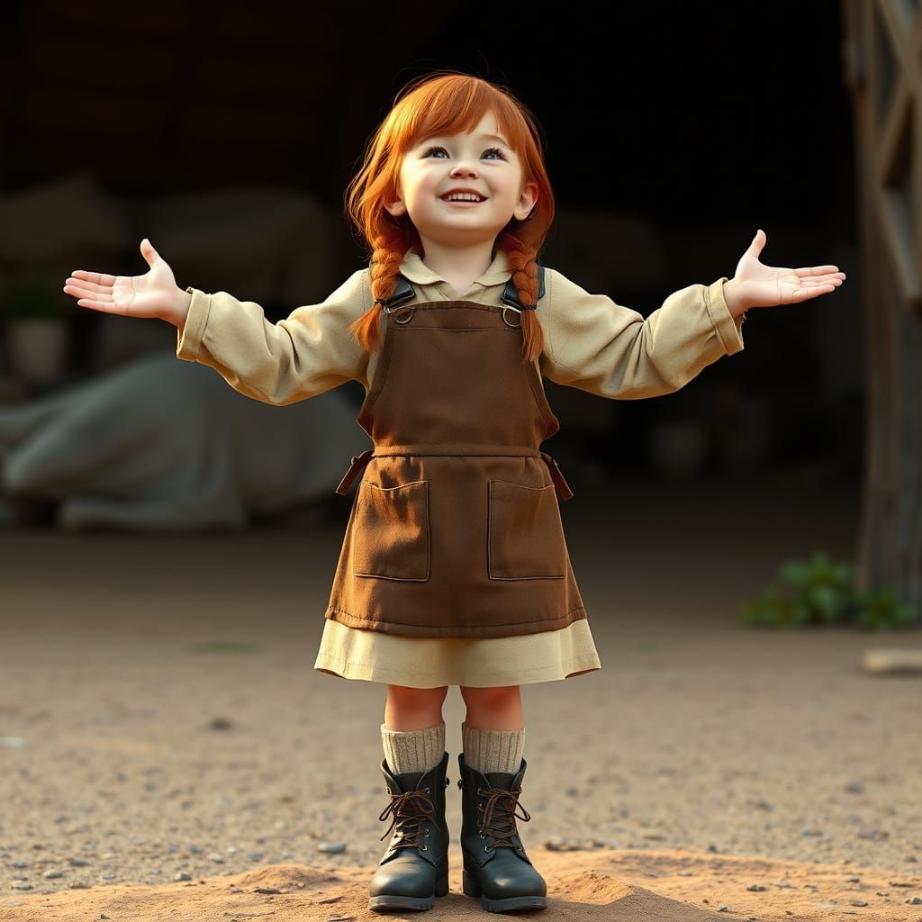 Girl in Earthy Attire Radiates Joy Standing in Her Home