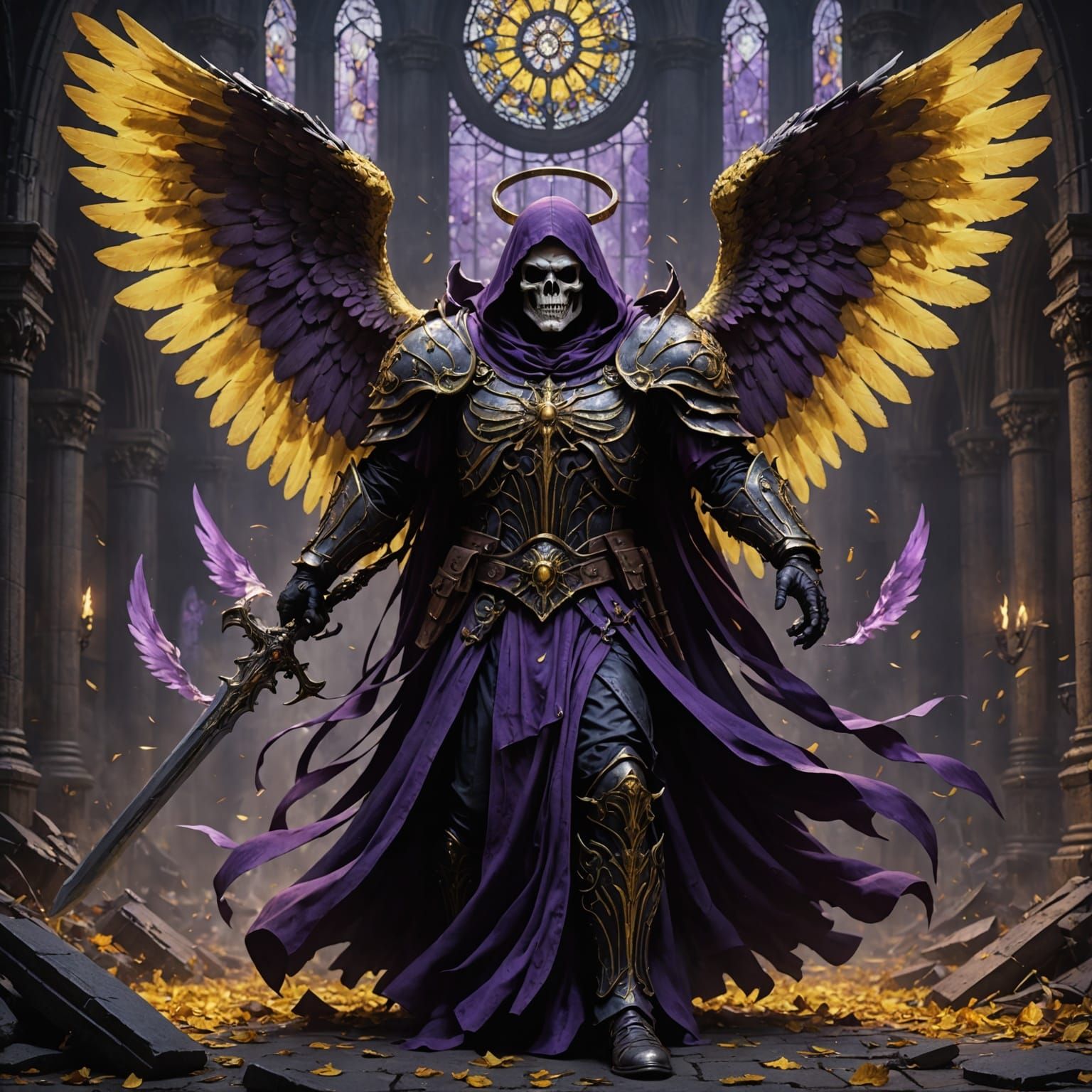 Dark Fantasy Angel Concept Art in Vibrant Colors