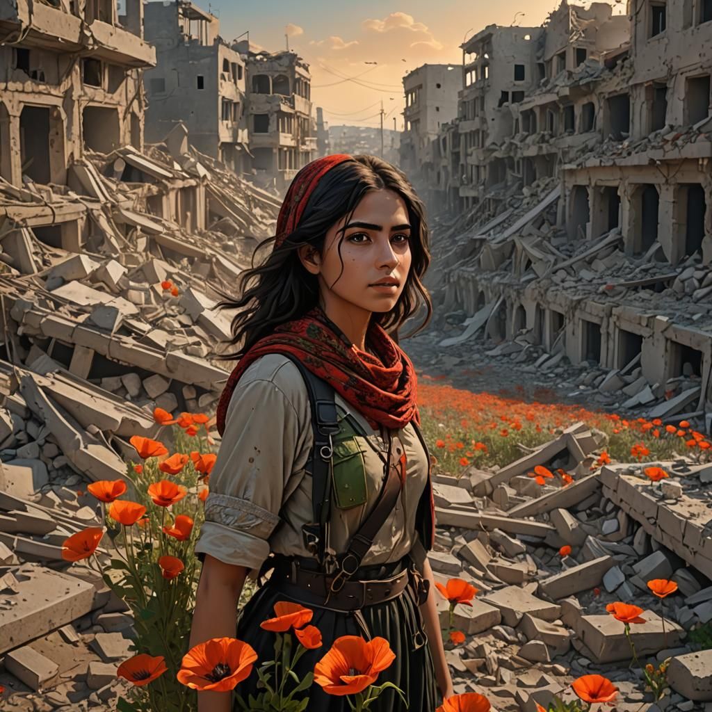 Resilient Palestinian Girl Among Gaza Ruins