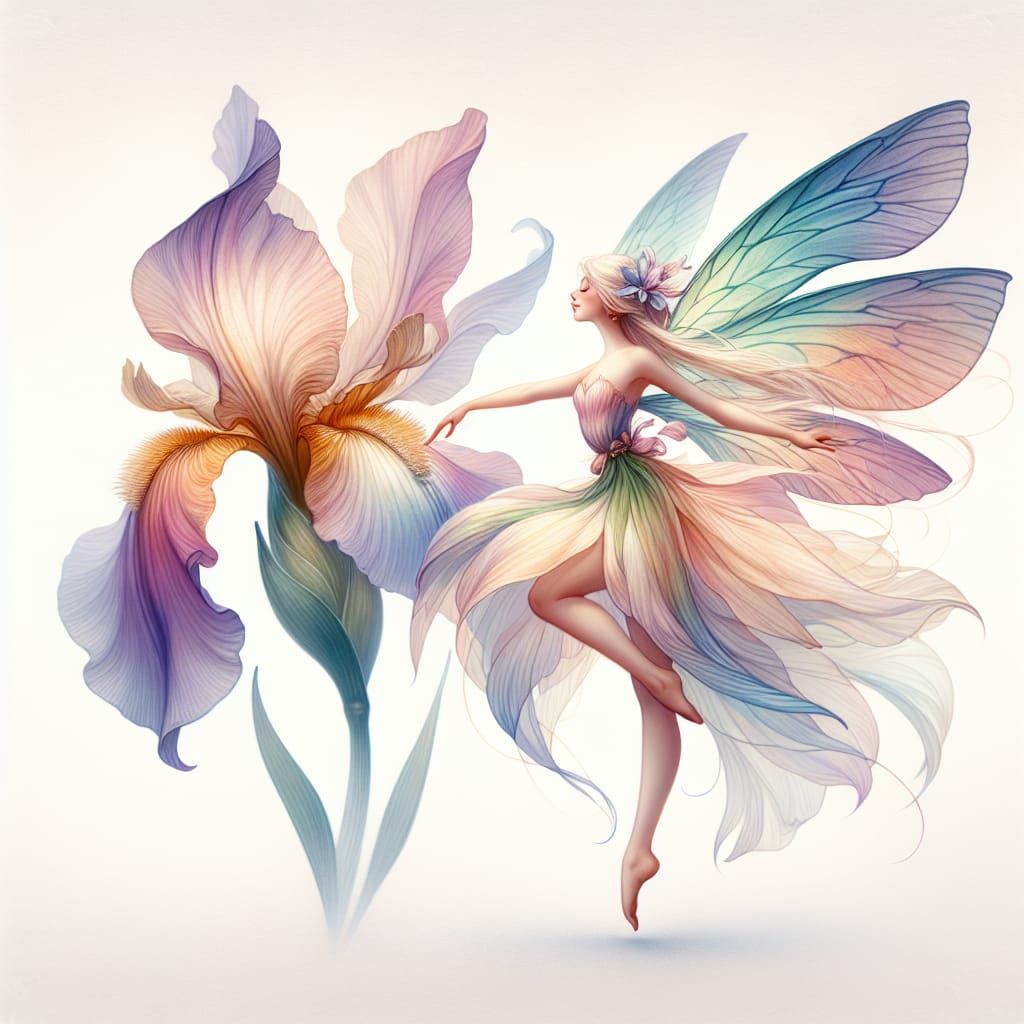 Elegant Iris Fairy Dancing Gracefully
