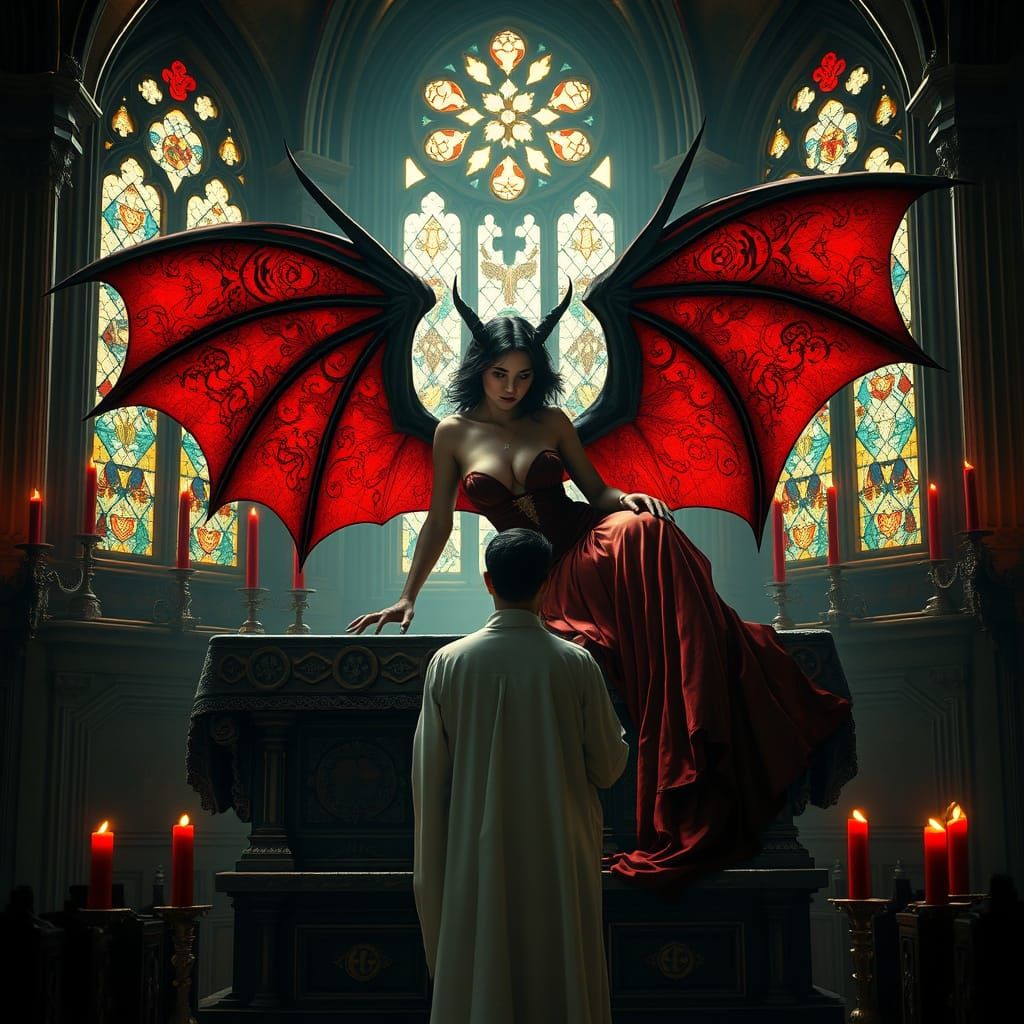 Ethereal Demon Seduces a Priest in a Haunting, Hyper-Detaile...