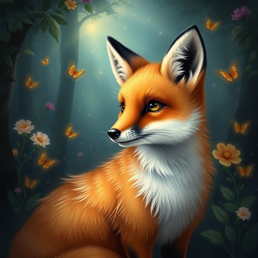 Gentle Fox in Ethereal Woodland Scene