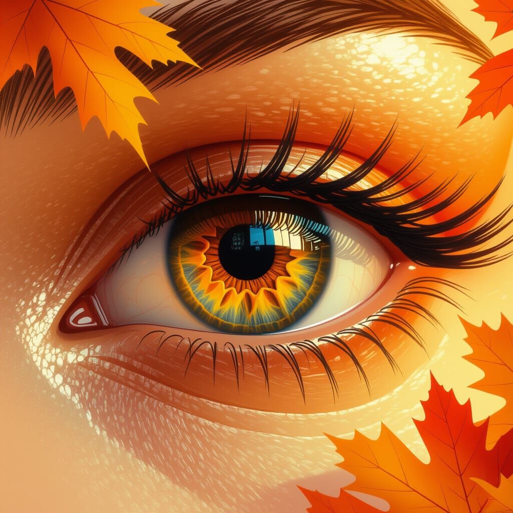 Autumn Eye Iris in Detailed Matte Painting Style
