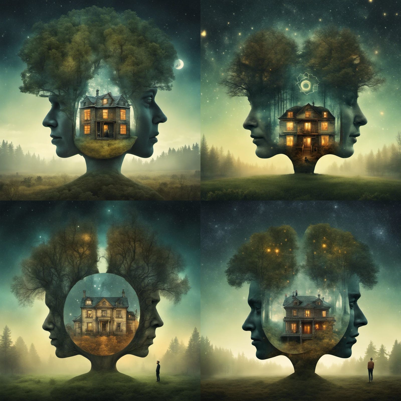 Surreal Double Exposure Digital Art with Hidden Stars