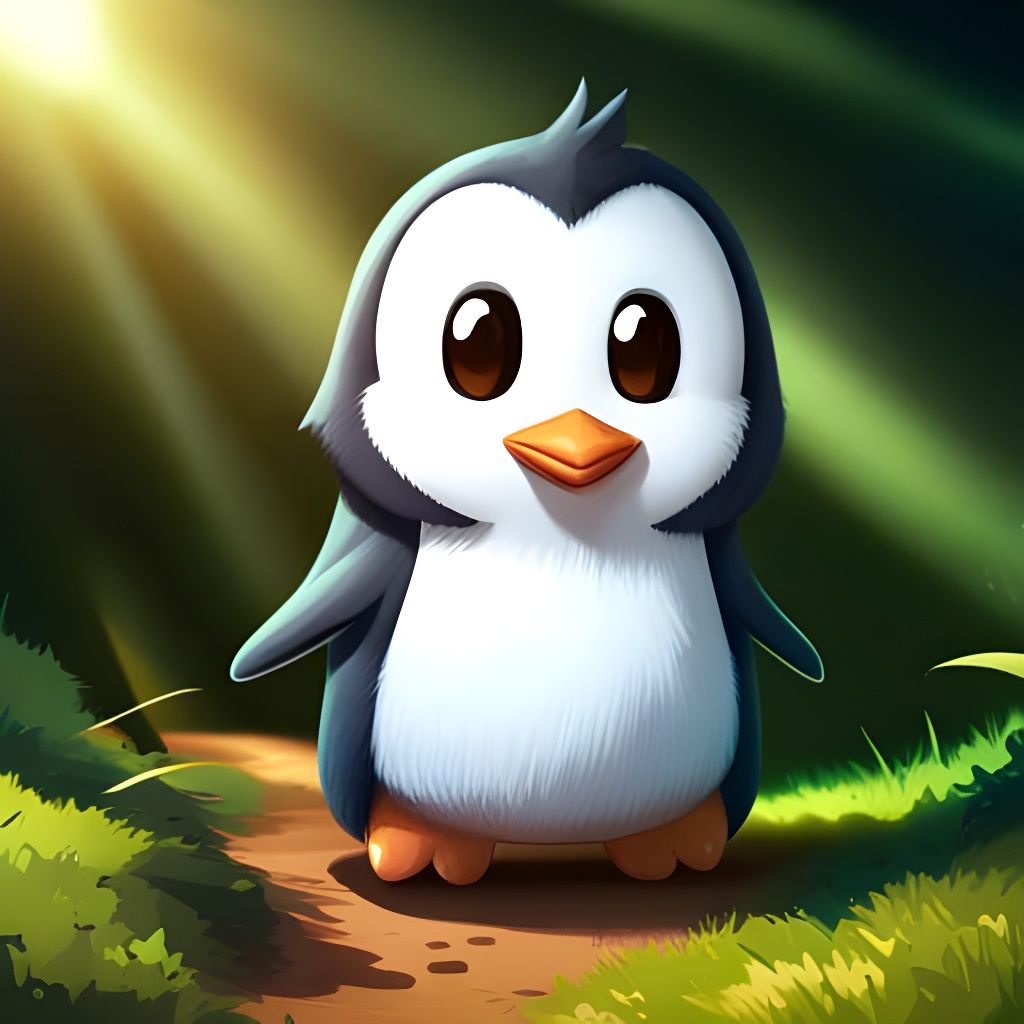 Adorable Chibi Penguin in Pixar Animation Style