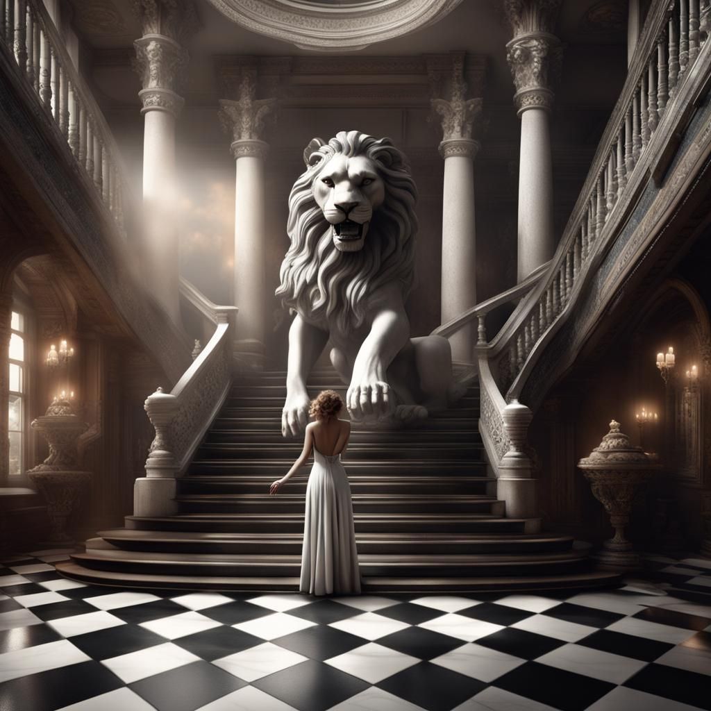 Enchanted Hallway Scene with Dancing Couple