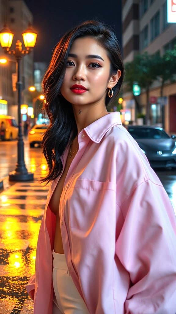 Shinobu Kochou in Rainy City Street Photography