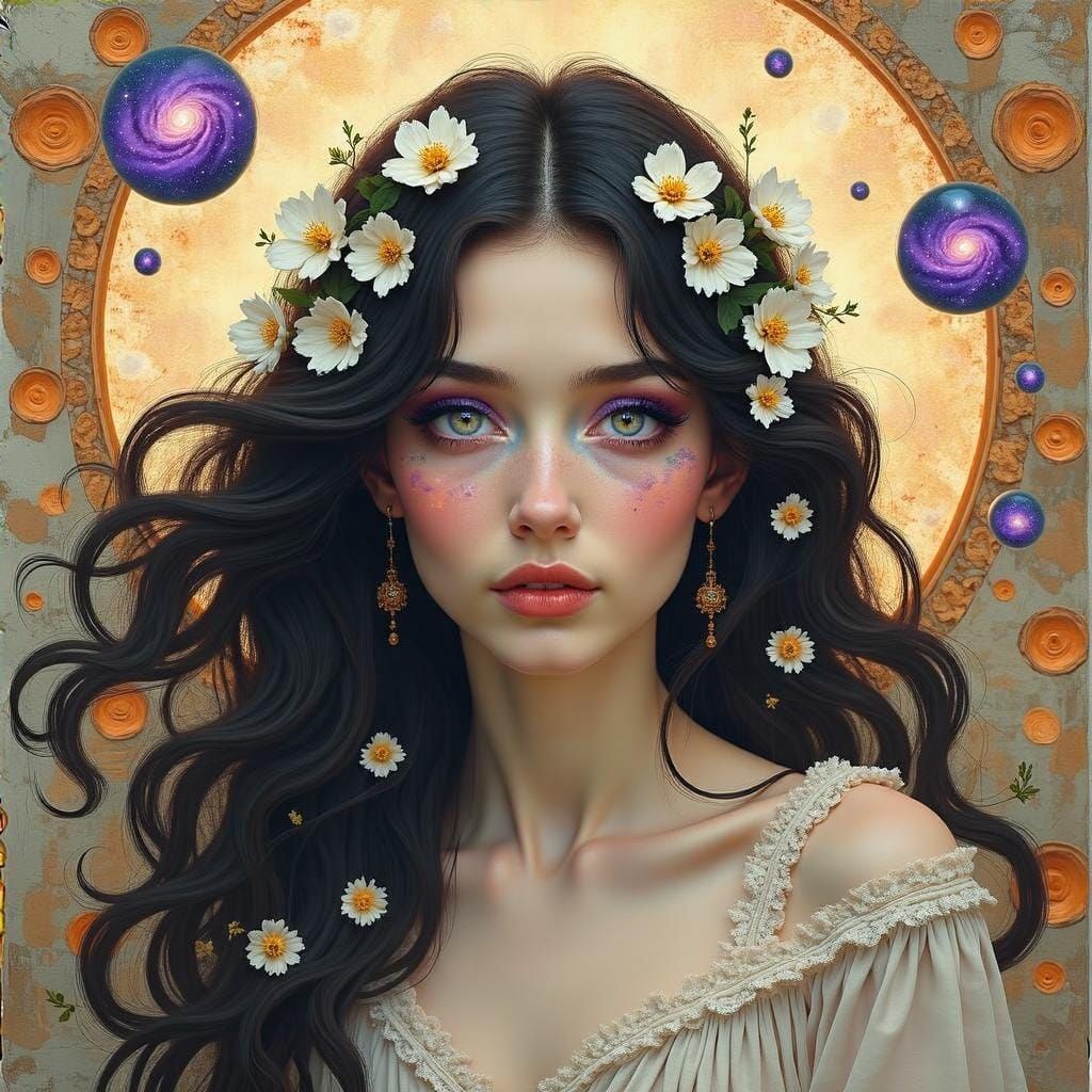 Surreal Portrait of a Woman in Vibrant, Painterly Style