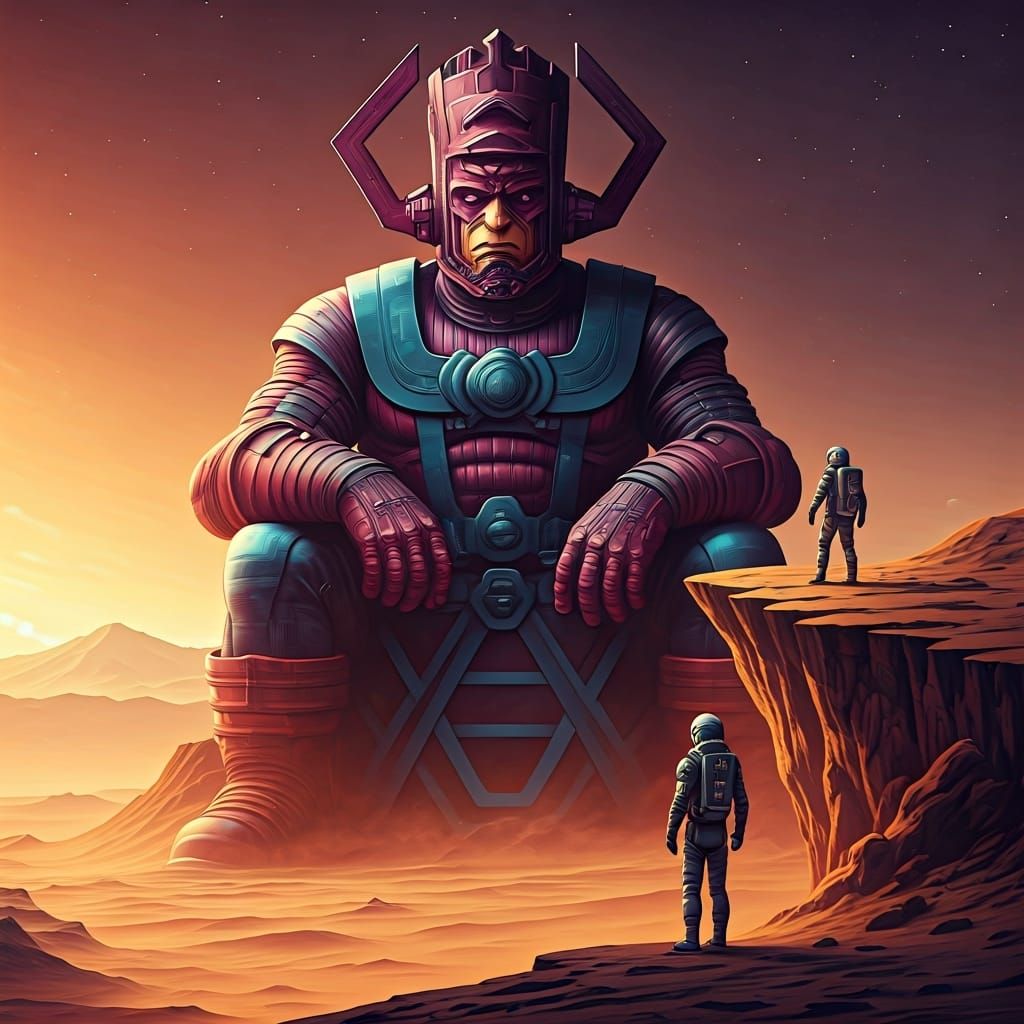 Astronaut Finds Galactus on Sandy Planet