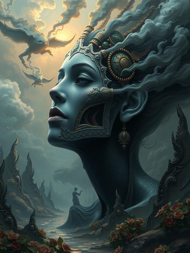 Majestic Temple Queen Goddess in Fantasy Style