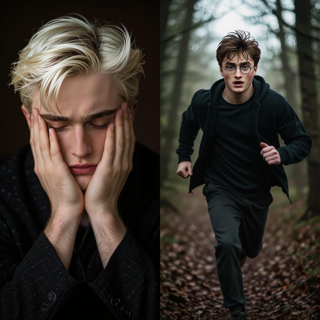 Draco Malfoy and Harry Potter Portraits in Realistic Style