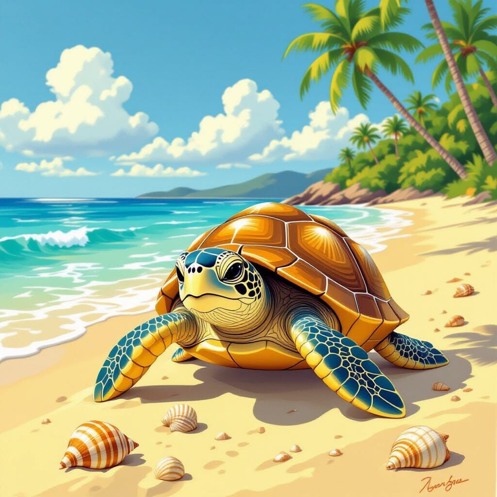 Sea Turtles on Exotic Island, Pop Surrealism