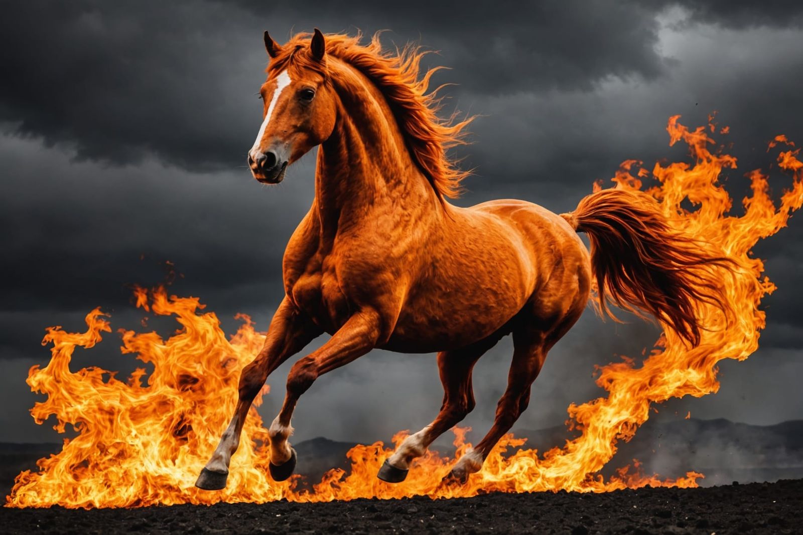 Fiery Horse in Dramatic Flames