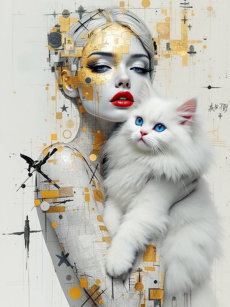 Gustav Klimt Meets Abstract Woman in White