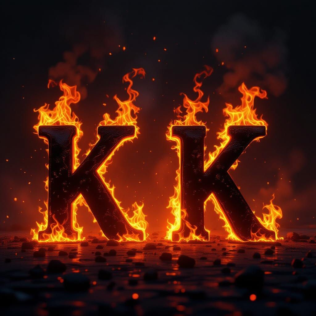 Hebrew Letters Engulfed in Fiery Flames