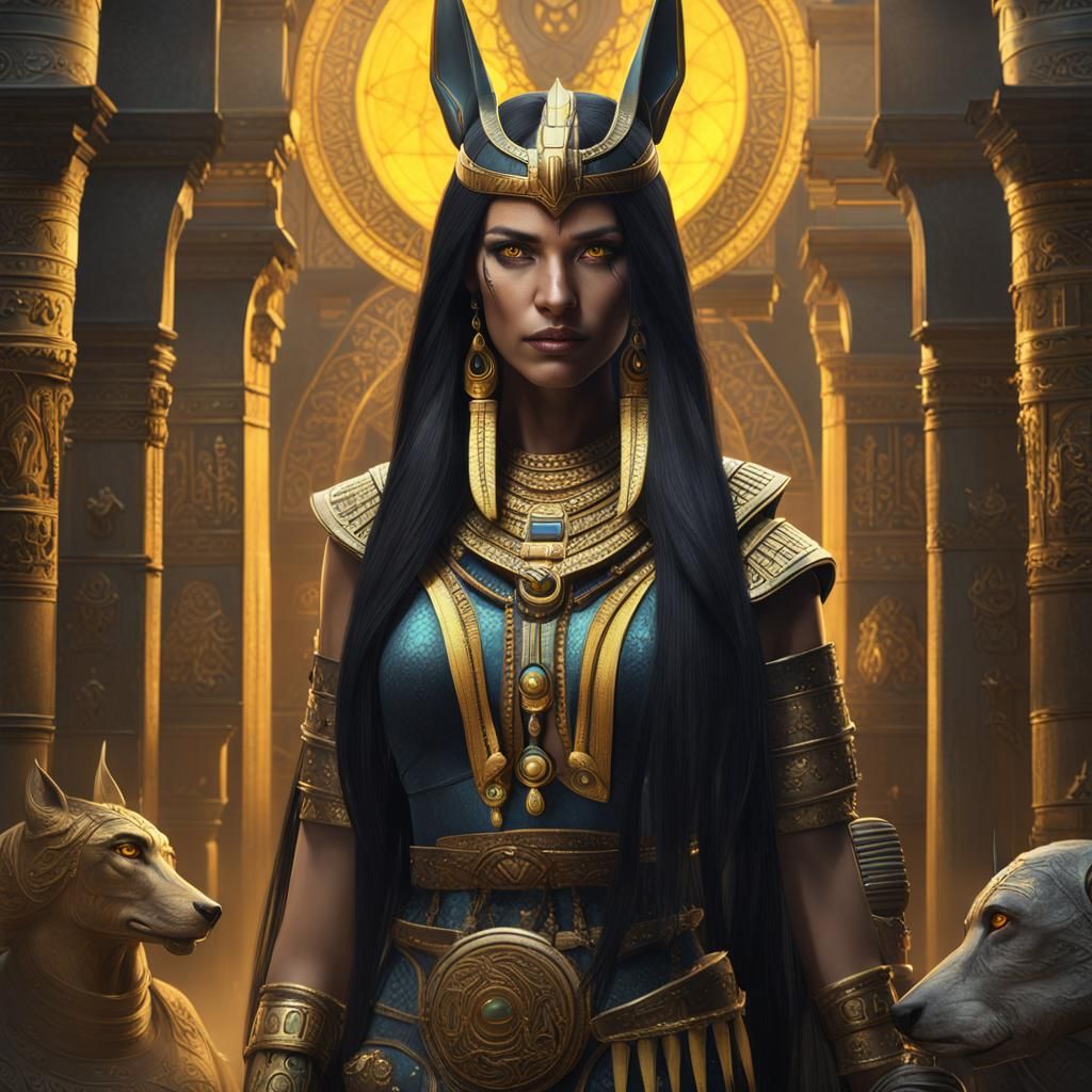Anubis as Woman: Detailed Fantasy Concept Art