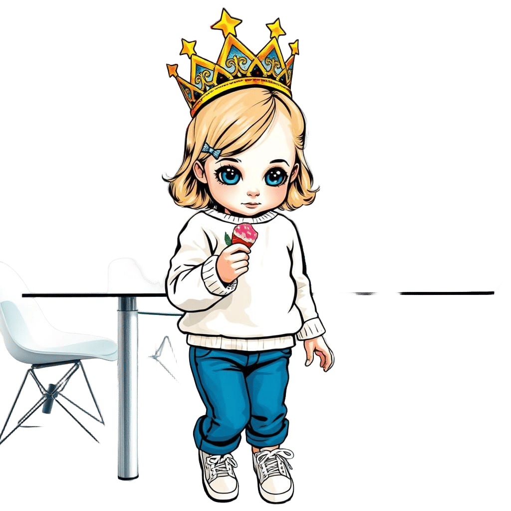 Girl with Bright Blue Eyes and Blonde Hair in Festive Crown