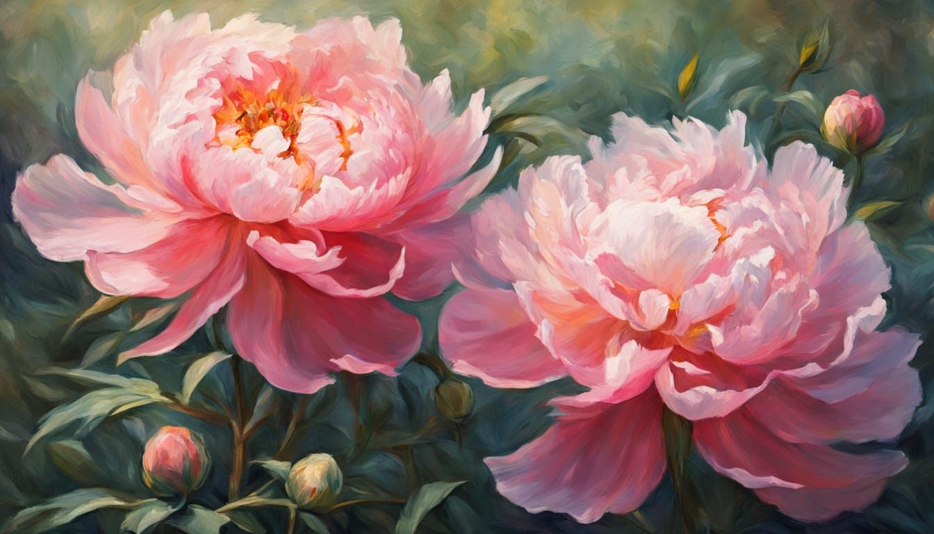 Surreal Garden Oasis in Impressionist Oil Painting Style