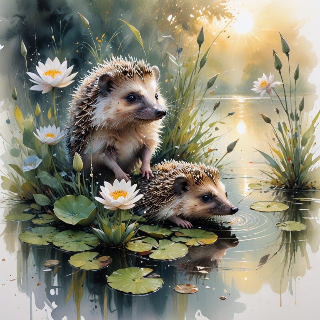 Hedgehog at Dawn: Watercolour Painting