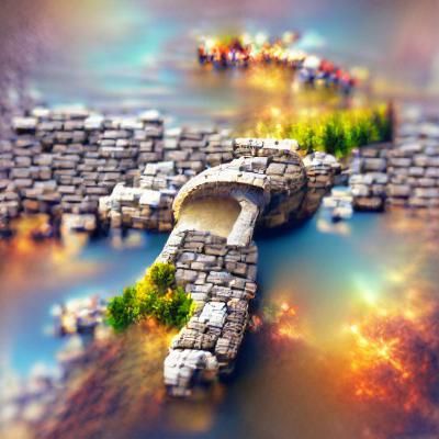 Floating Stone Bridge Fantasy Landscape in 8K