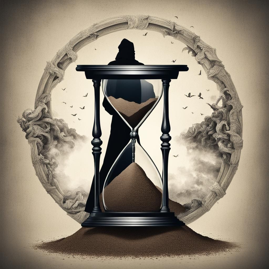 Death Holding Hourglass: A Symbolic Representation