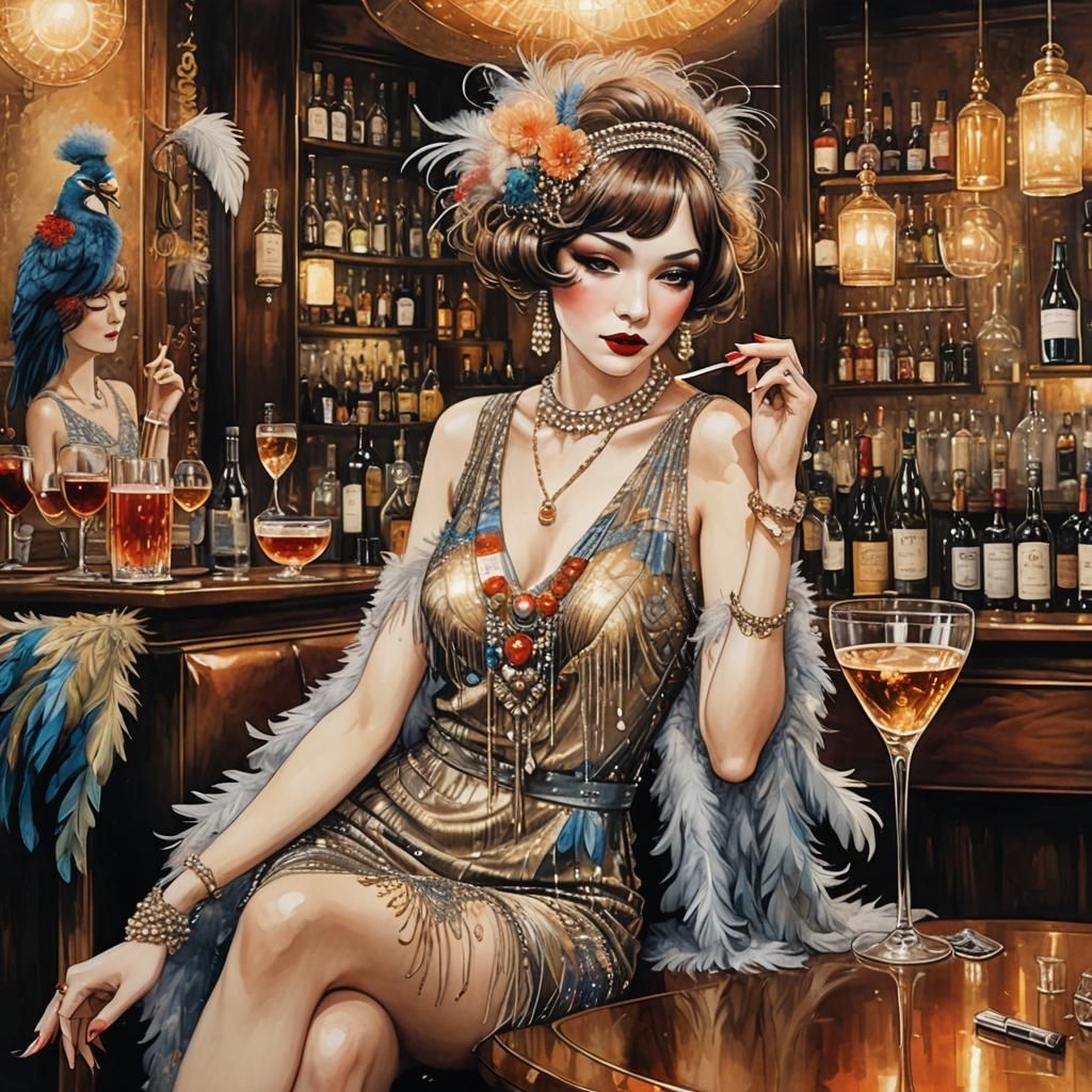 1920s Flapper Girl at the Bar
