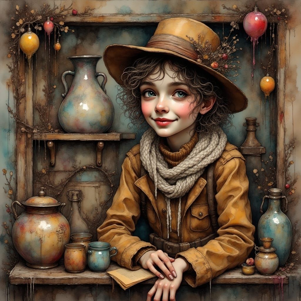 Whimsical Man in Vintage Travelling Show