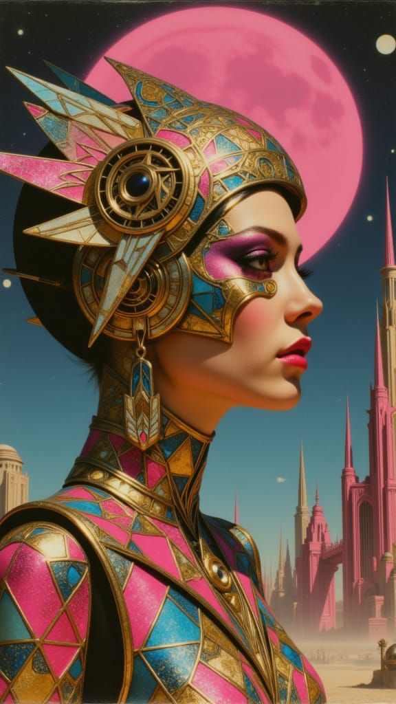 The worrior in pastel stained glass