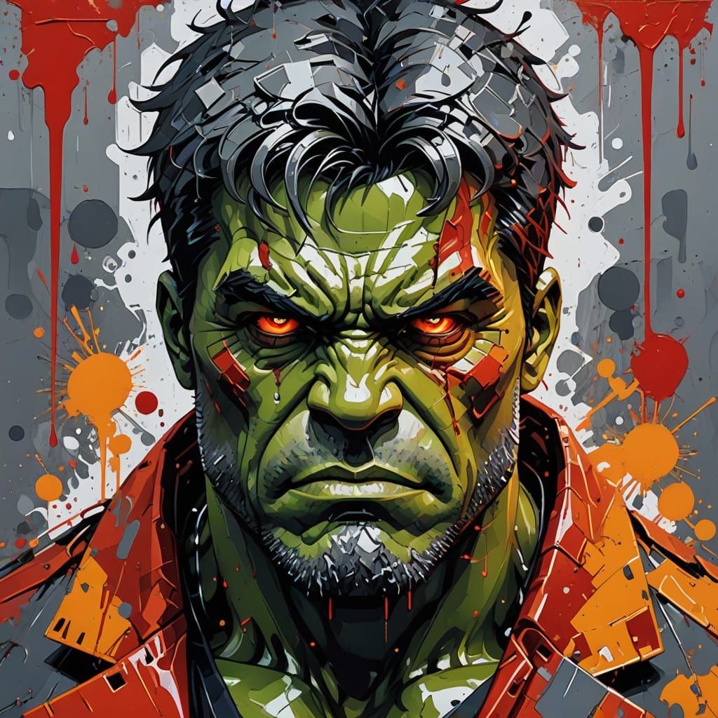 Cyberpunk Hulk Portrait with Mechanical Face